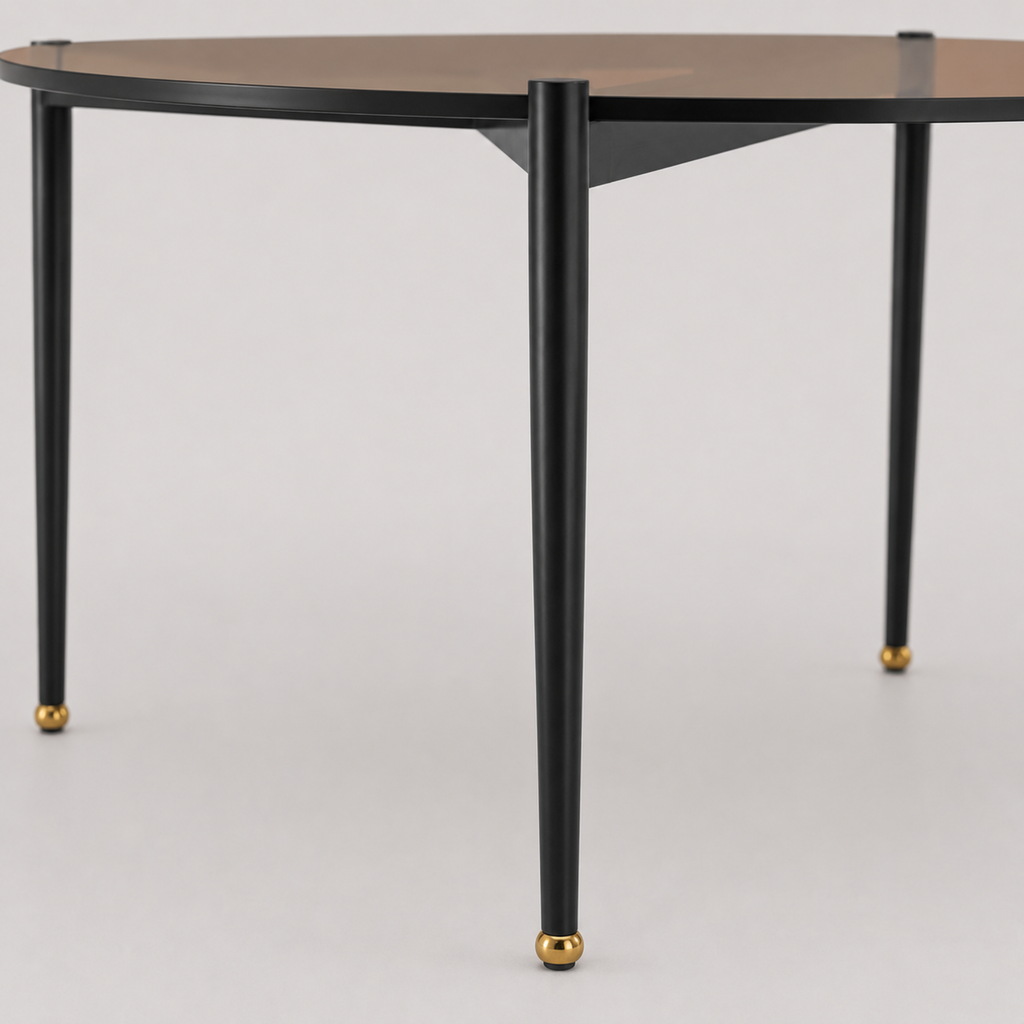 Yona | Duo de tables basses gigognes rondes en verre fumé et métal noir