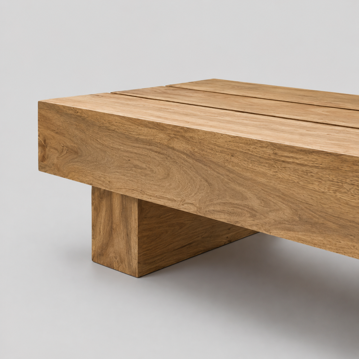 Ewen | Table basse rectangulaire en bois massif d'acacia, design poutre