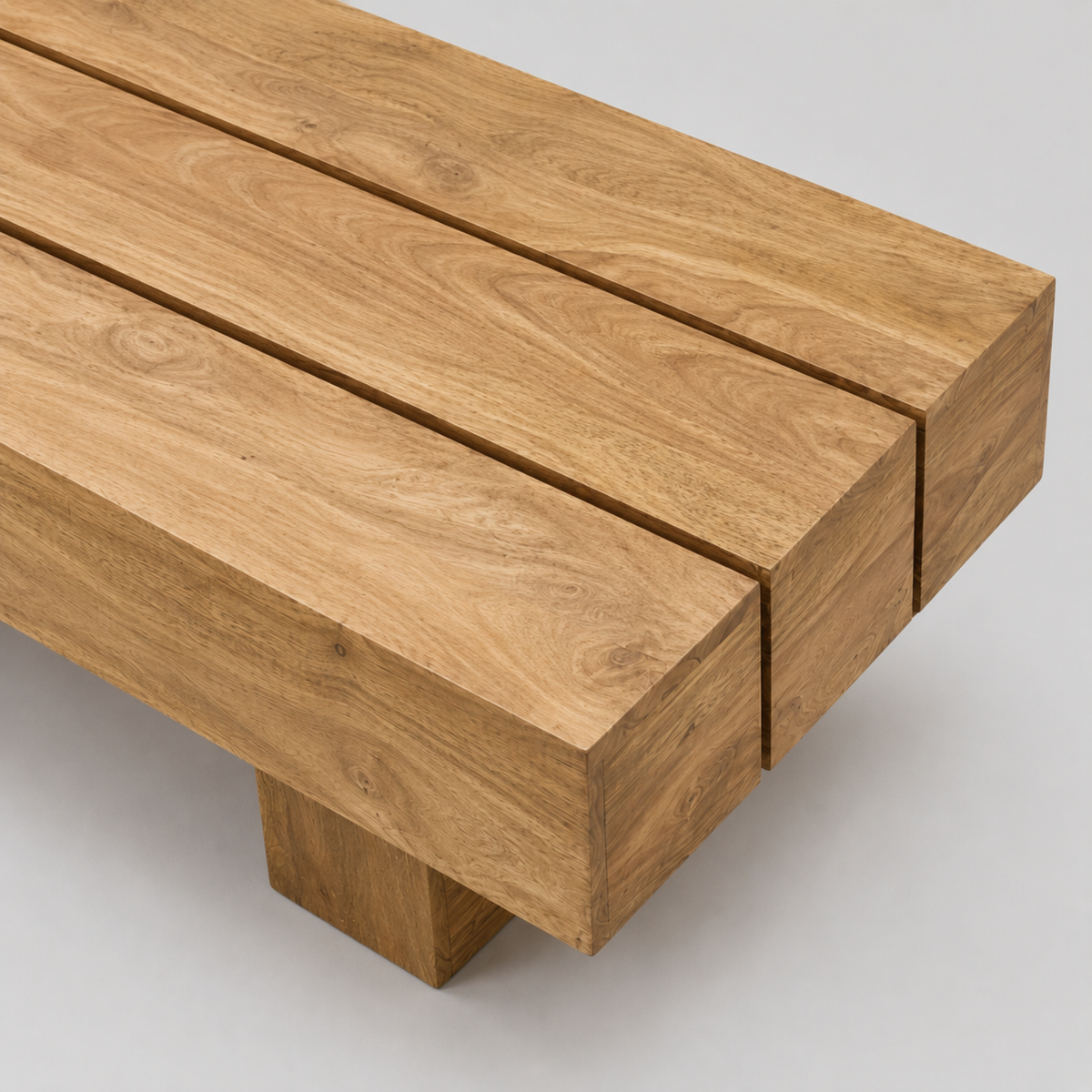 Ewen | Table basse rectangulaire en bois massif d'acacia, design poutre