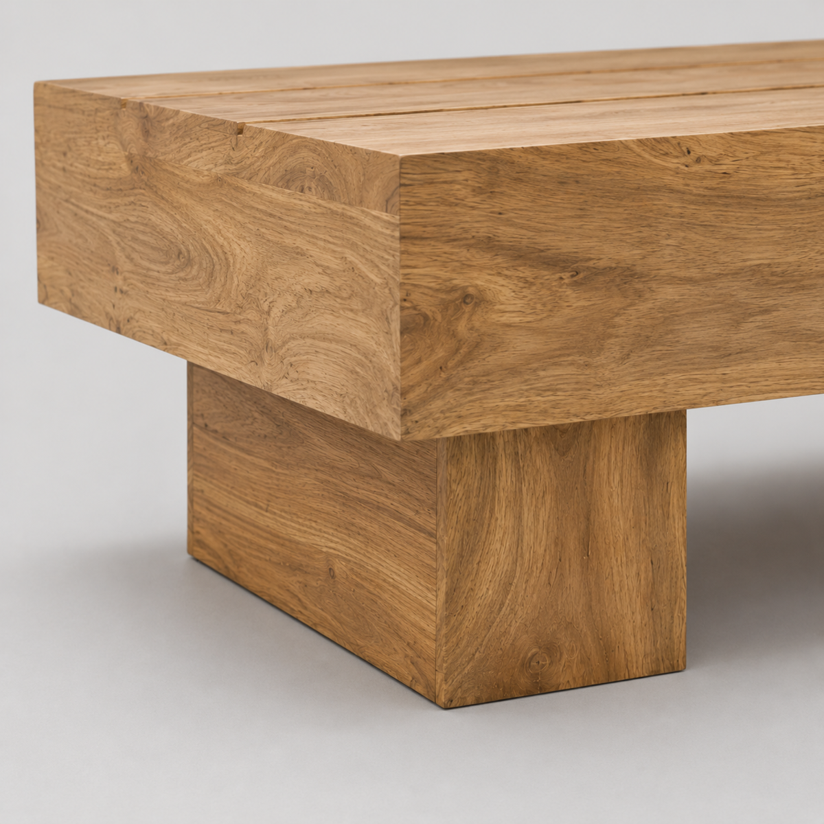Ewen | Table basse rectangulaire en bois massif d'acacia, design poutre