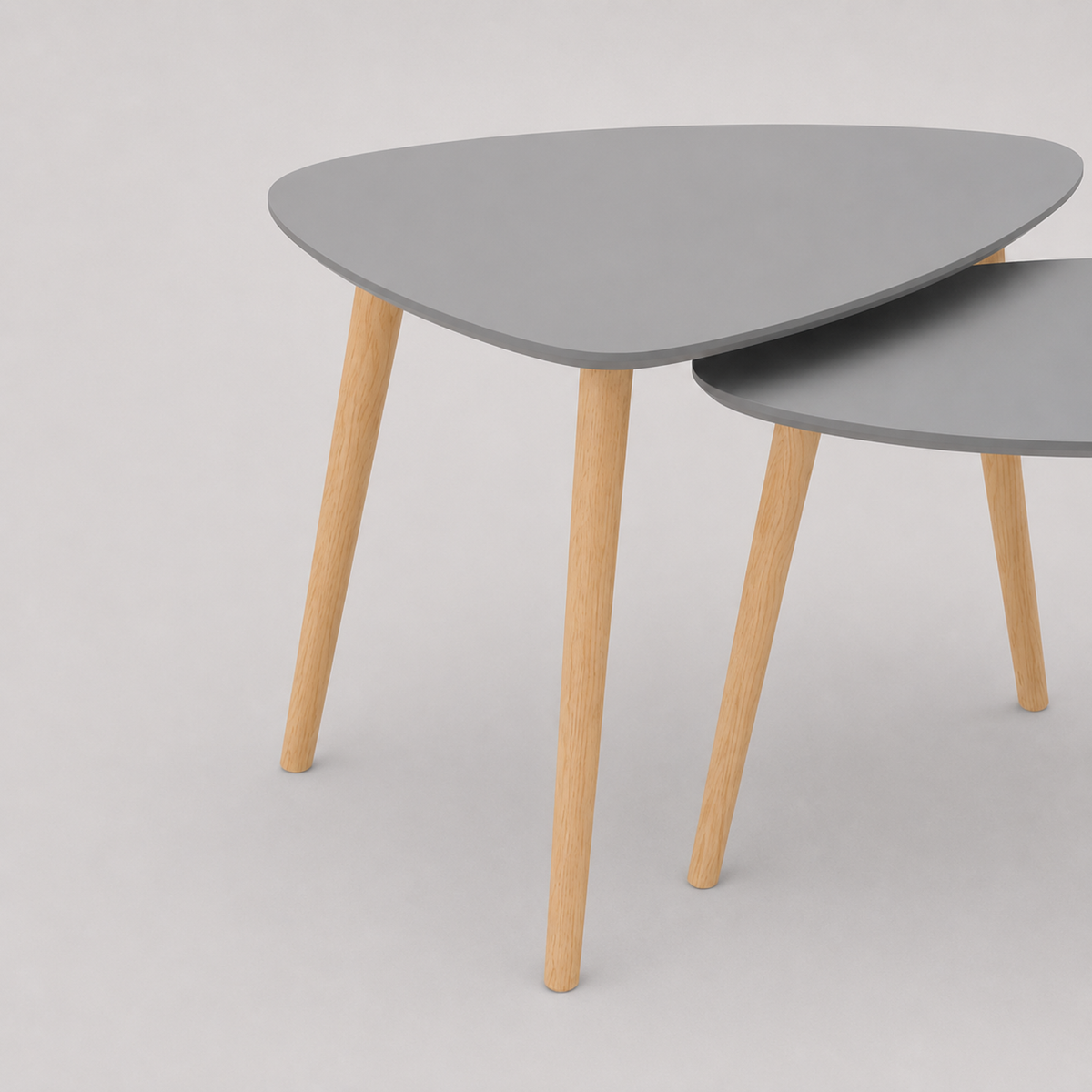 Naïs | Duo de tables basses gigognes organiques en bois et plateau gris