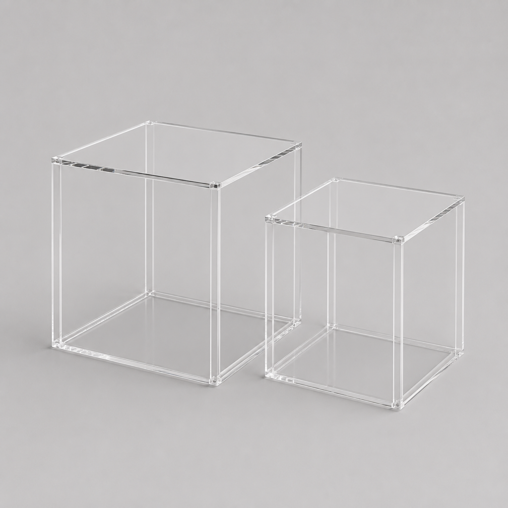 Elio | Duo de tables gigognes cubes en verre transparent