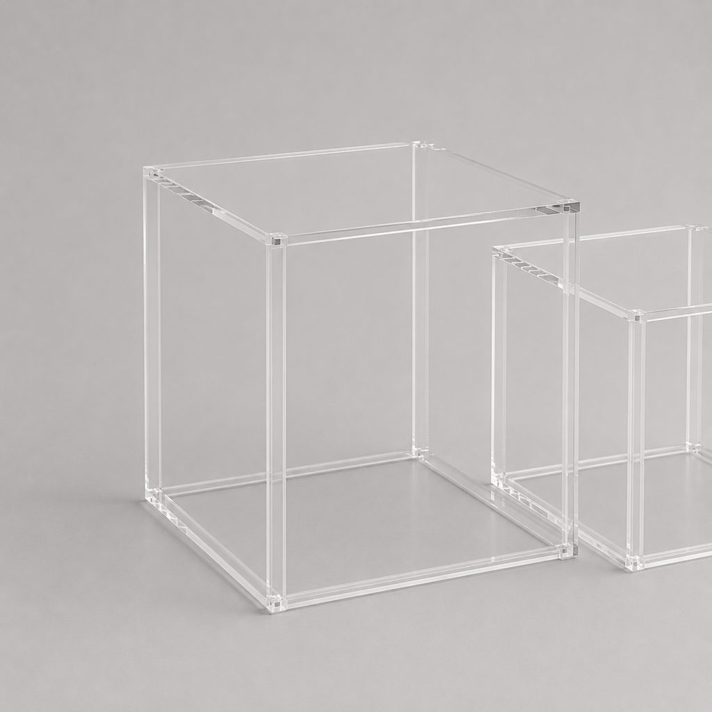 Elio | Duo de tables gigognes cubes en verre transparent