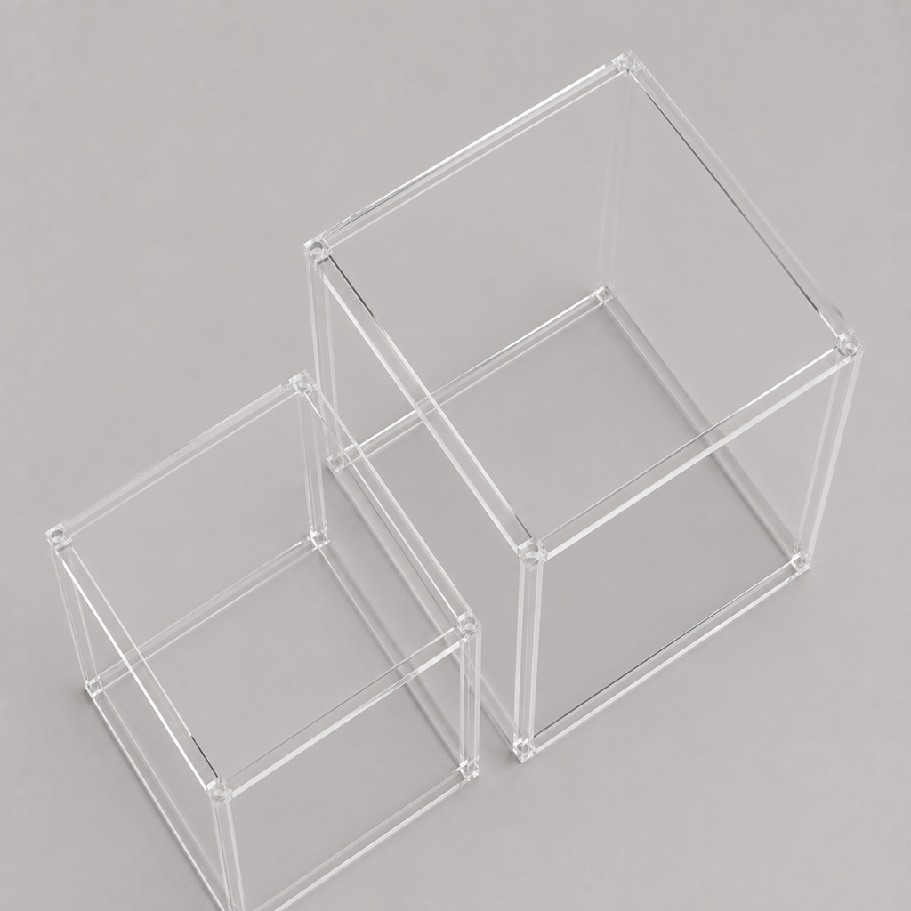 Elio | Duo de tables gigognes cubes en verre transparent