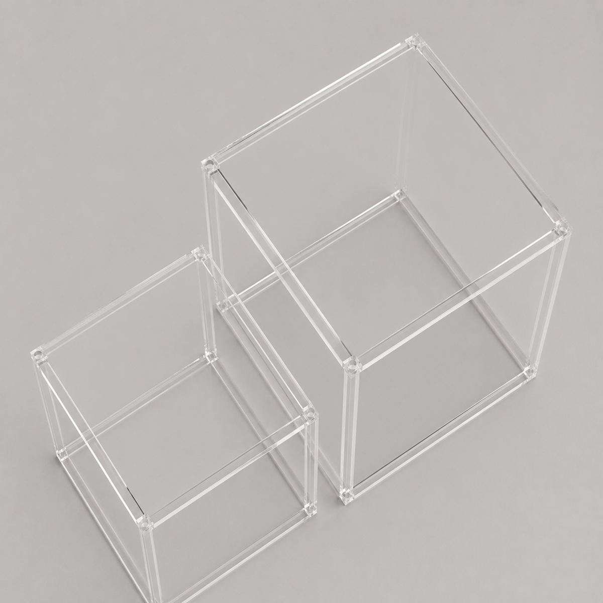 Elio | Duo de tables gigognes cubes en verre transparent