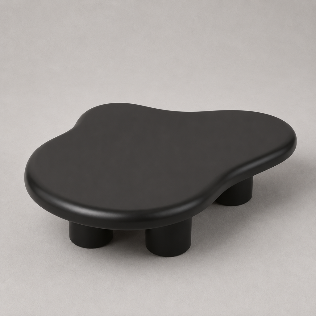 Ninon | Table basse organique en bois laqué blanc laiteux