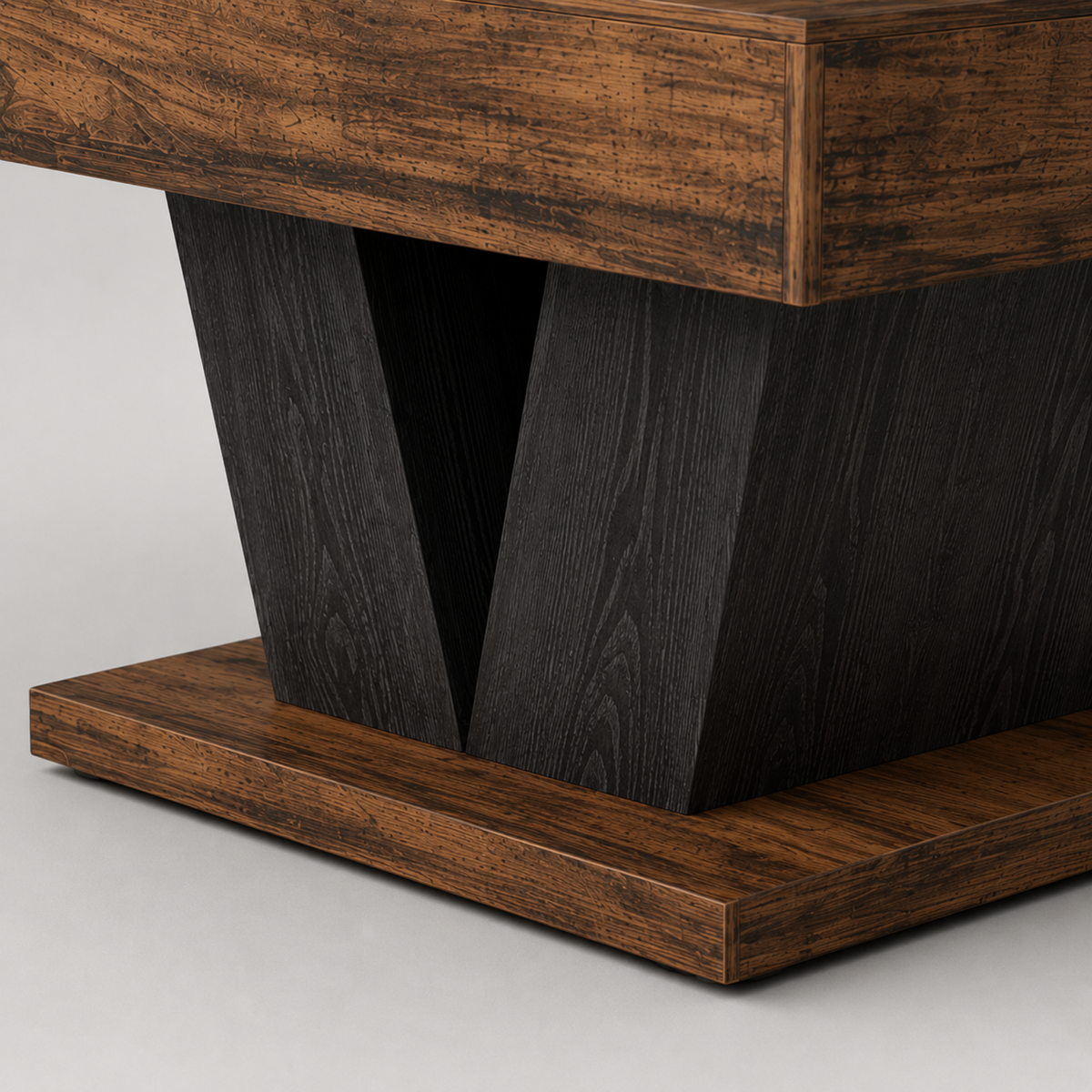 Ilan | Table basse carrée en bois et piètement noir sculptural