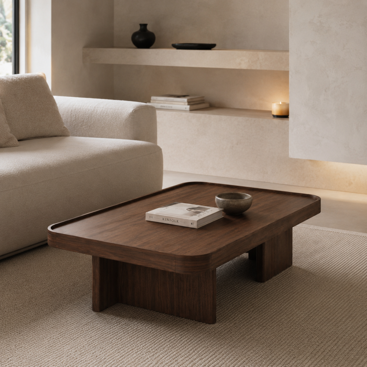 Ondine | Table basse rectangulaire en bambou effet noyer
